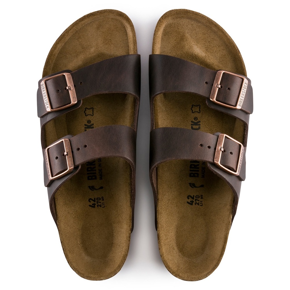 Birkenstock | Arizona Habana Leather Sandals - Dark Brown